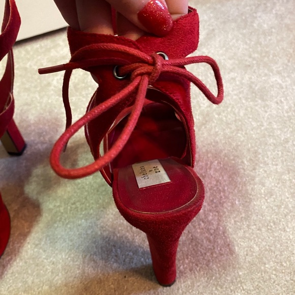 Chelsea & Zoe Red Suede Platform Heels 8.5 - Picture 5 of 10
